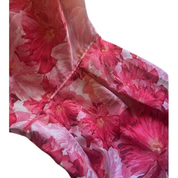 Floral Fit & Flare Sleeveless Dress – Dark Pink & White Summer Party Style - Picture 3 of 4